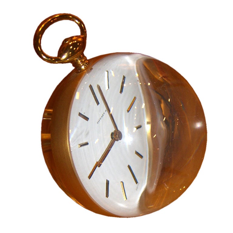 Vintage Tiffany and Co 8 day Glass and Brass Ball Clock at 1stDibs