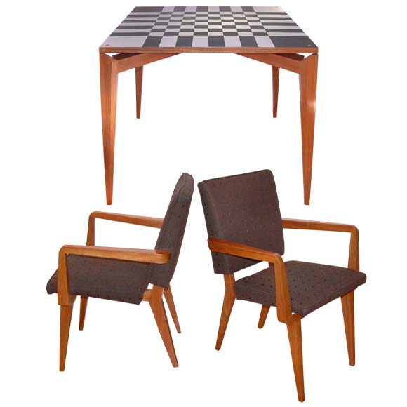 Palissandre Game Table and Chairs by Maxime Old For Sale at 1stDibs