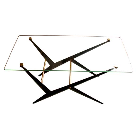 Gilt and Black Metal Coffee Table For Sale at 1stDibs