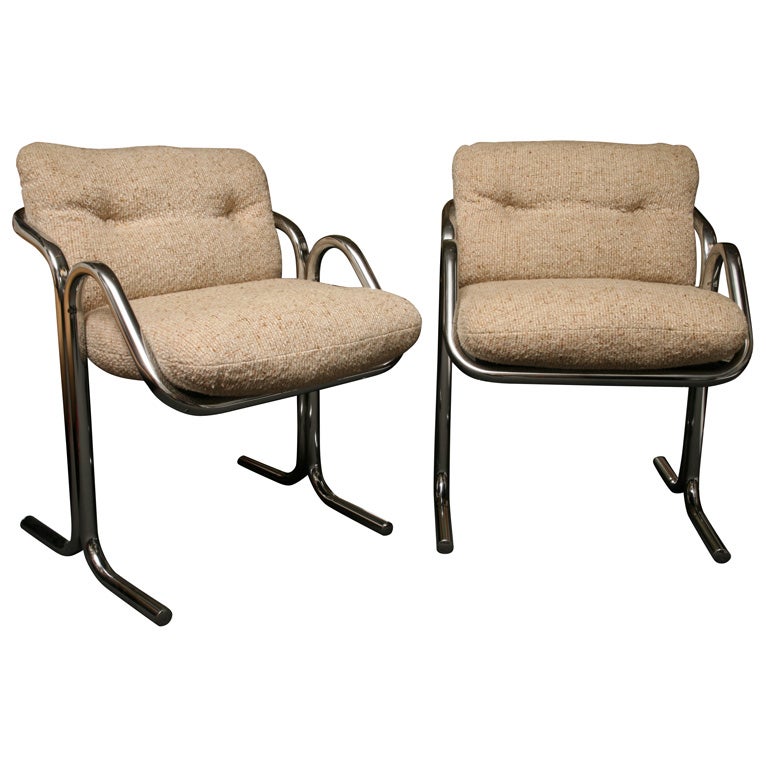 Six Jerry Johnson Chrome Dining Chairs at 1stDibs