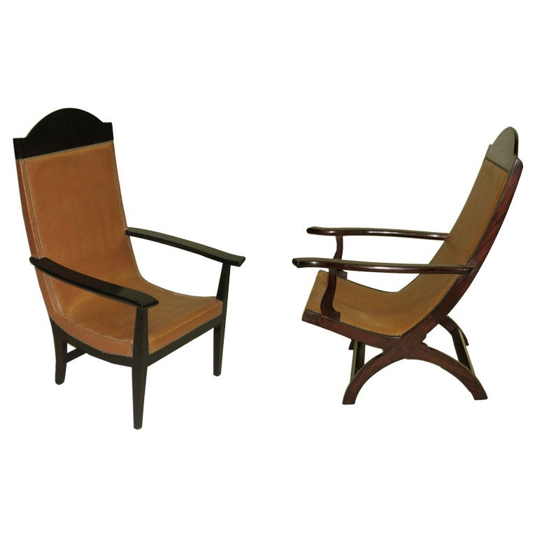 Pair of British Colonial Midcentury Plantation / Lounge Chairs For Sale