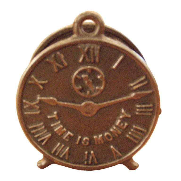 Time Is Money Cast Iron Clock Bank at 1stDibs