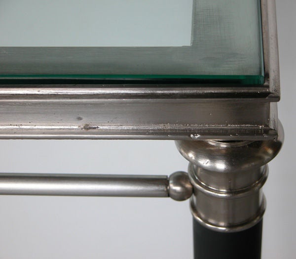 A French Brushed NickelPlated Console Table w/Black Legs at 1stDibs
