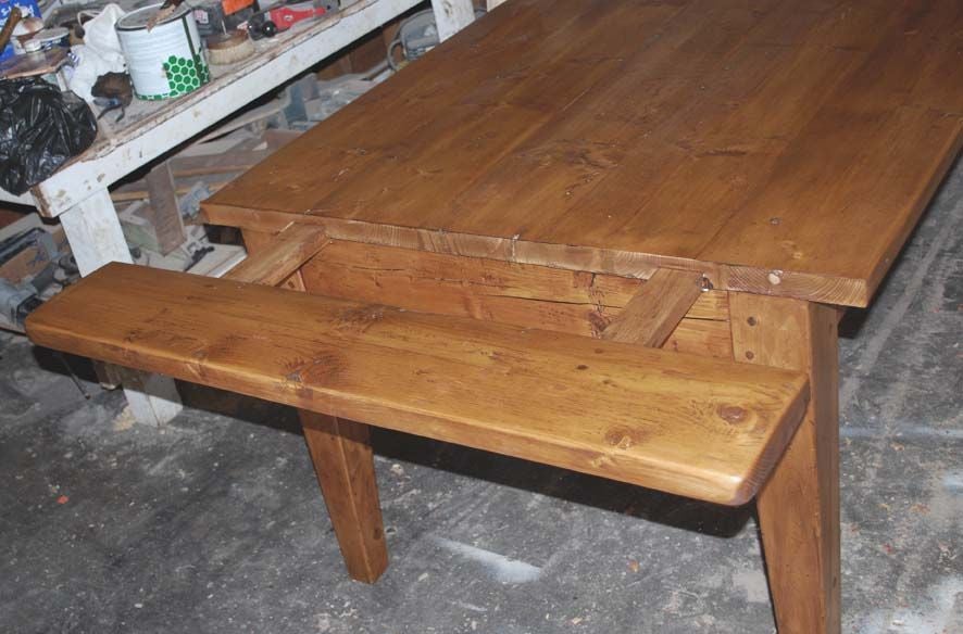 Harvest Table Made from Reclaimed Antique Pine, Expandable For Sale at