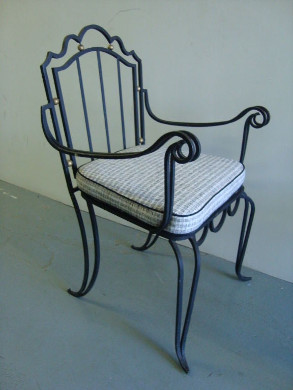 Pair of Wrought Iron Arm Chairs For Sale at 1stDibs