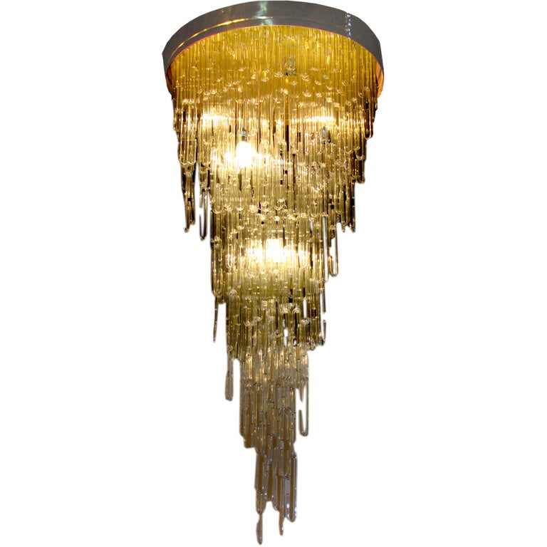 Exquisite, large but light Italian 70's chandelier For Sale at 1stDibs