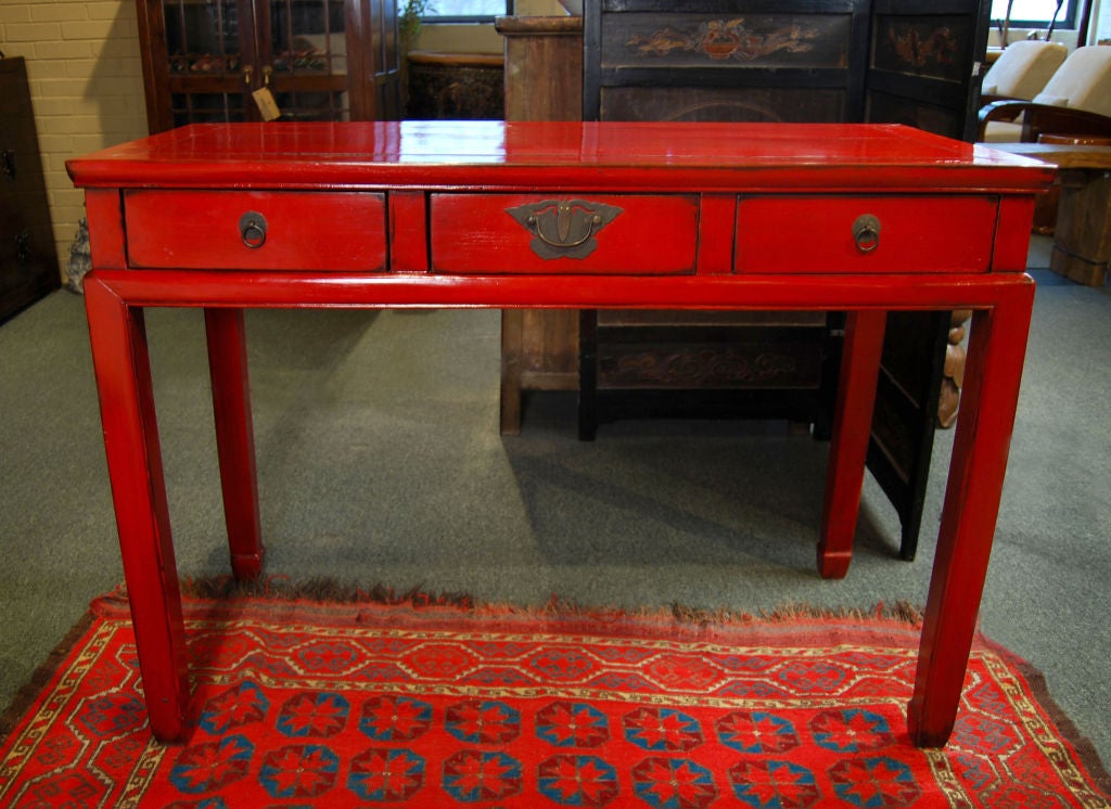 Red Lacquered Desk at 1stDibs red lacquer desk, laquered desk