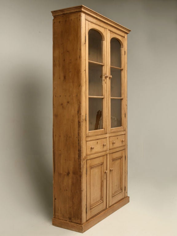 c.1880 Original Country English Pine Bookcase/China at 1stDibs