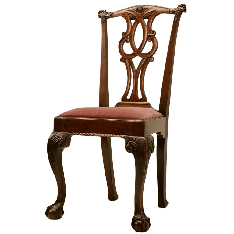 Eighteenth Century HandCarved Irish Chippendale Side/Desk Chair at 1stDibs
