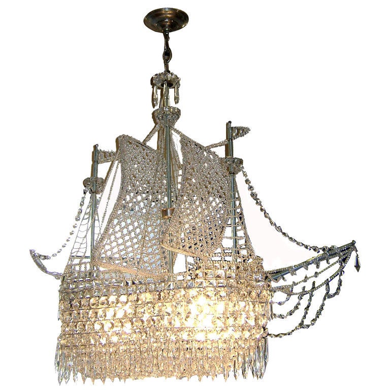 Crystal Ship Chandelier at 1stdibs