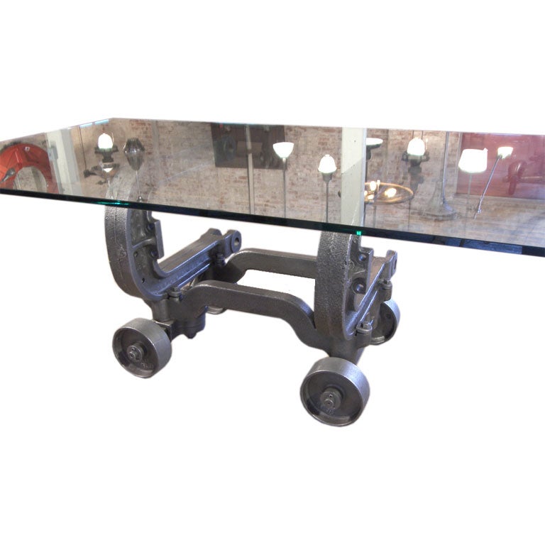 Unique Vintage Industrial Metal / Cast Iron Table Base Casters at 1stDibs vintage cast iron