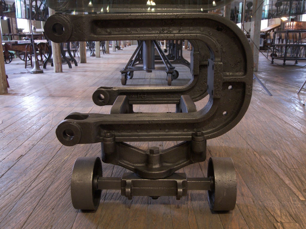 Unique Vintage Industrial Metal / Cast Iron Table Base Casters at