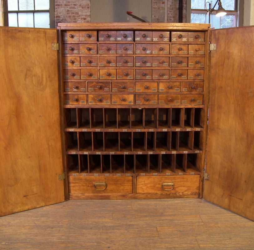 Vintage Industrial MultiDrawer Wood Storage at 1stDibs