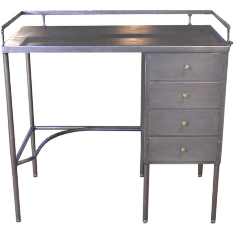 Vintage 4 Drawer Industrial Metal / Steel Desk at 1stDibs