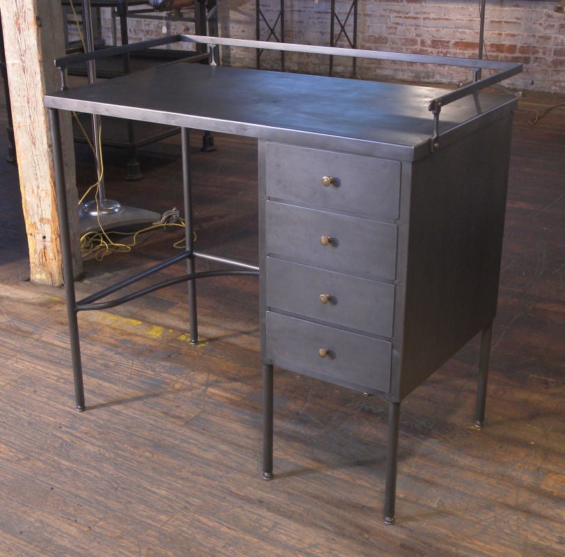 Vintage 4 Drawer Industrial Metal / Steel Desk at 1stDibs