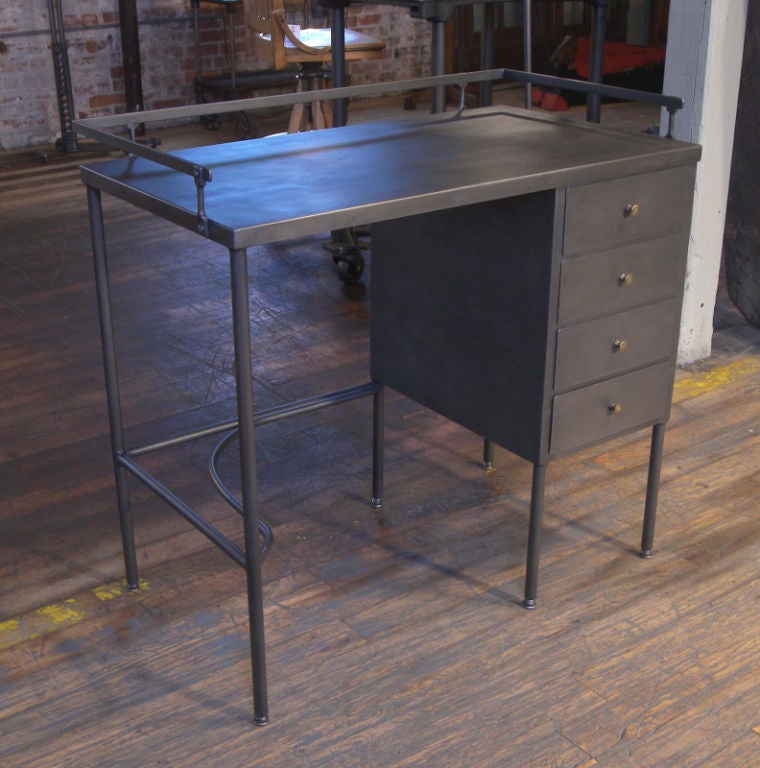 Vintage 4 Drawer Industrial Metal / Steel Desk at 1stDibs