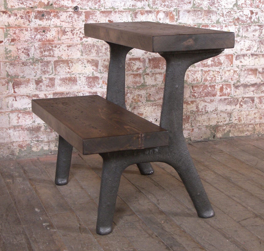 Vintage Industrial Wood and Cast Iron Step Stool at 1stDibs wrought