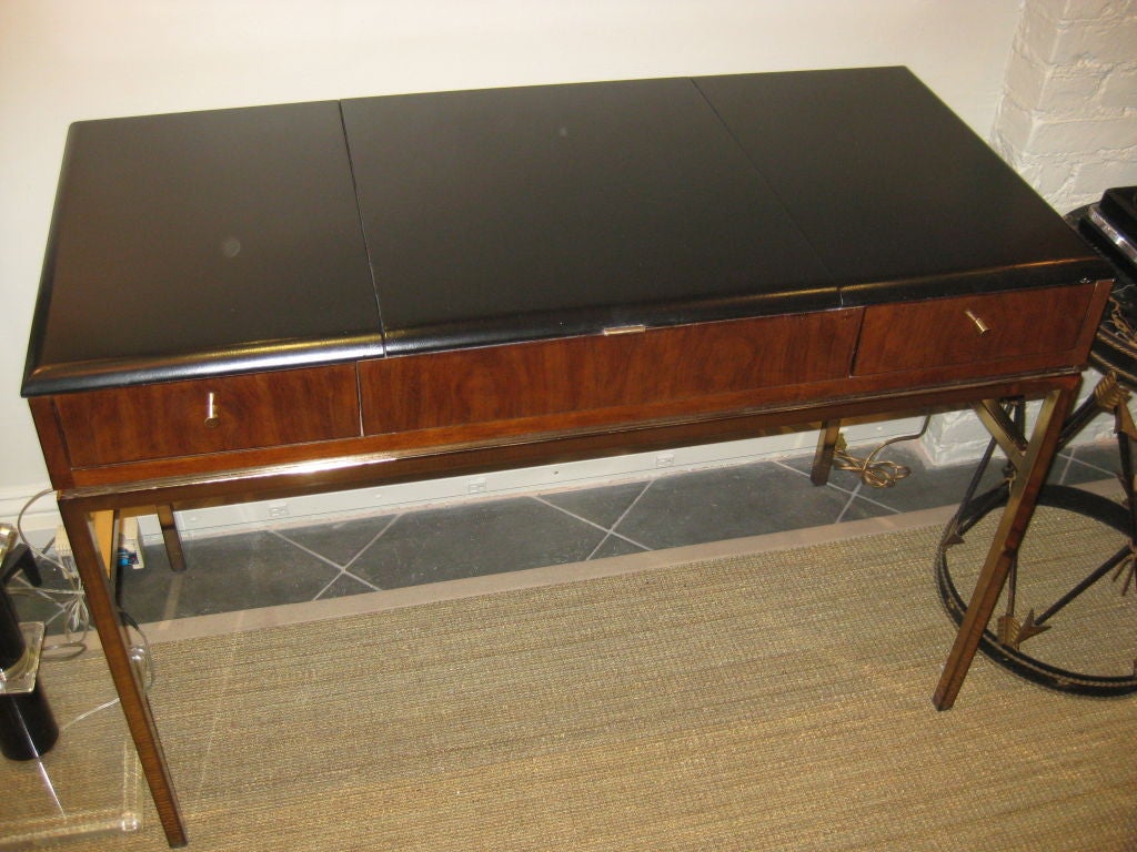 Black and Rosewood Wood Vanity / Desk, by Drexel at 1stdibs