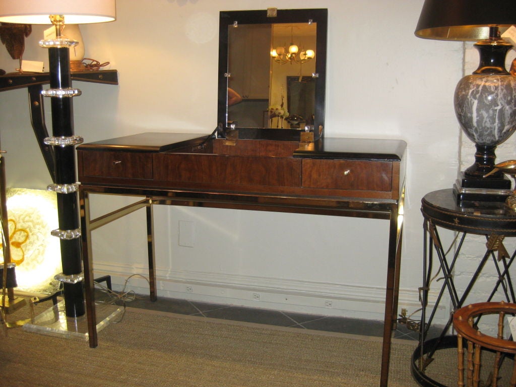 Black and Rosewood Wood Vanity / Desk, by Drexel at 1stdibs