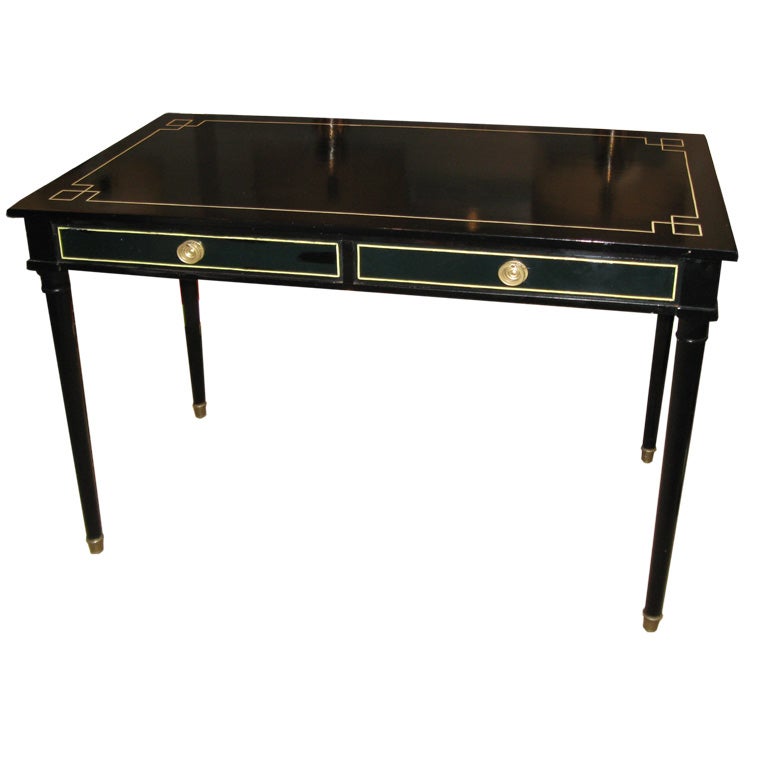 Maison Jansen Black Lacquer Writing Desk at 1stDibs black lacquer desk