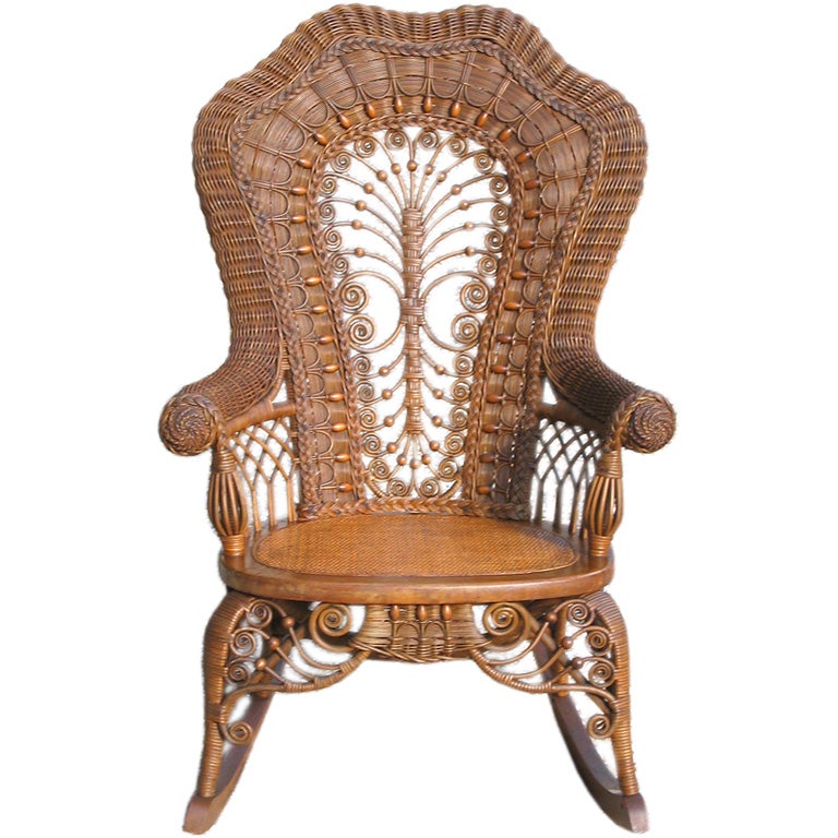 VICTORIAN WICKER ROCKING CHAIR at 1stdibs