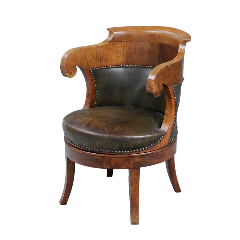 French Walnut Swivel Desk Chair at 1stDibs