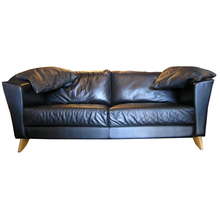 Black leather sofas by Molinari at 1stdibs