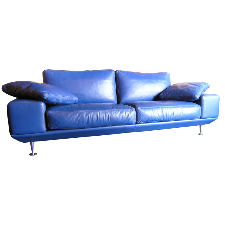 Blue Leather Sofa by Molinari at 1stDibs molinari sofa, molinari