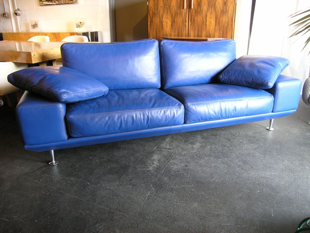 Blue Leather Sofa by Molinari at 1stDibs molinari sofa, molinari