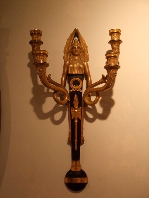 Pair of Rare Egyptian Revival Sconces For Sale at 1stdibs