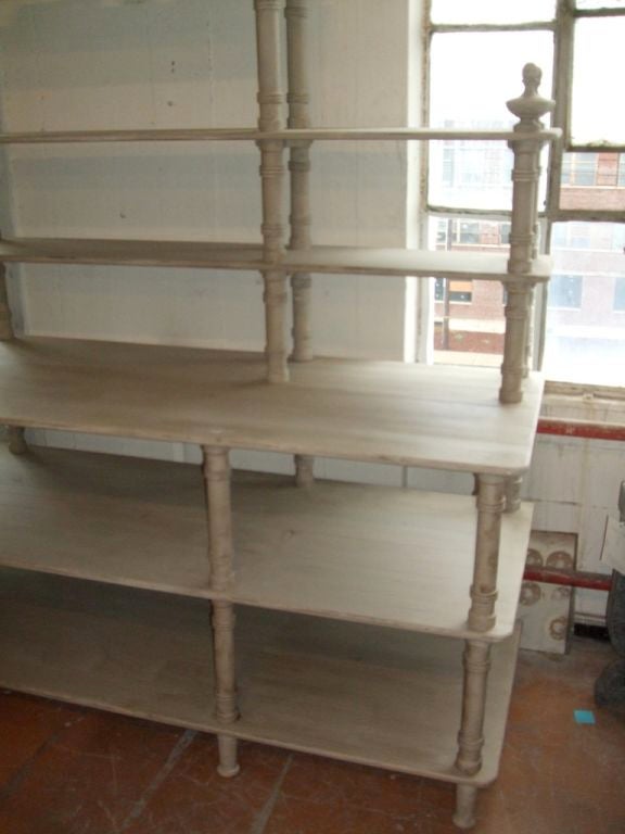 Grey Painted French Shelving Unit For Sale at 1stDibs