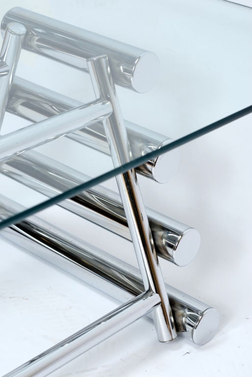 1960s Chrome Xylophone Base Coffee Table With Glass Top at 1stDibs