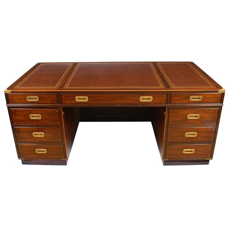 Campaign Style Executive Desk By Kittinger at 1stDibs