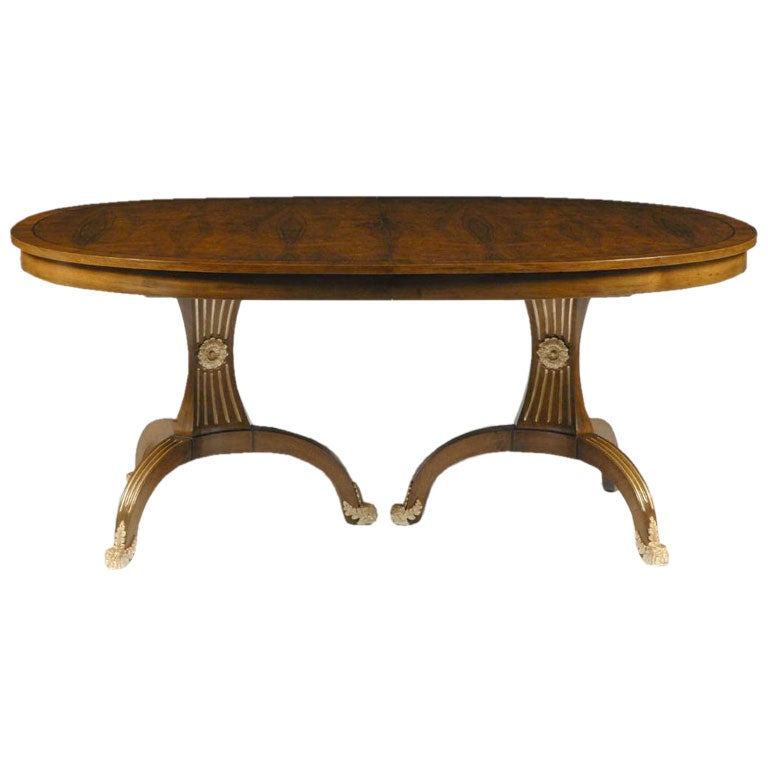 Rare Edward Pashayan Walnut and Silver Leaf Dining Table at 1stDibs