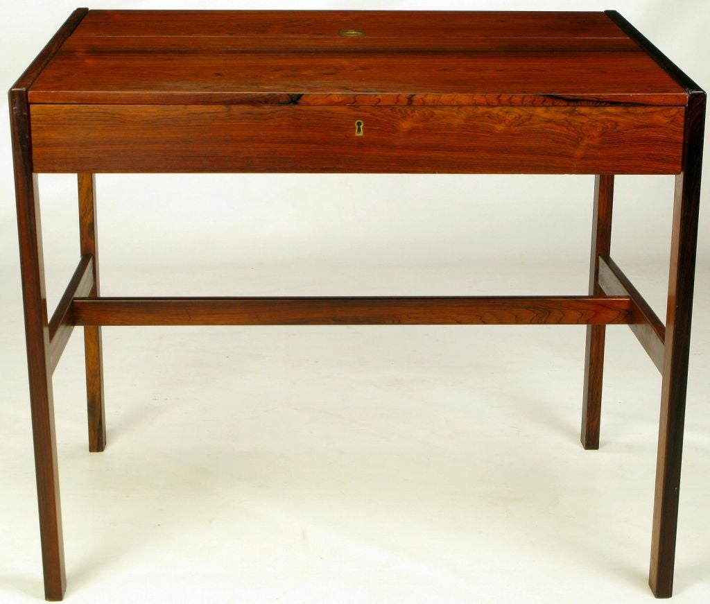 Danish Flip Top Writing Desk In Rosewood at 1stDibs