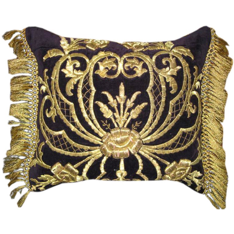 Antique Turkish Gold Embroidered Pillow at 1stdibs