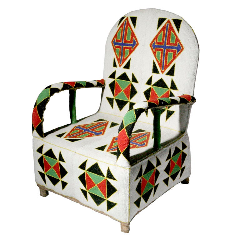 African Beaded Chair at 1stDibs