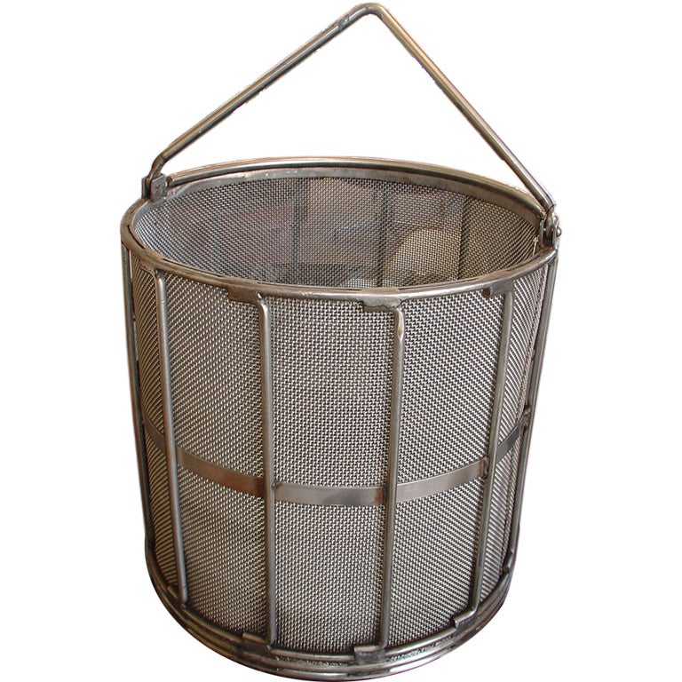 Industrial Stainless Steel Mesh Basket at 1stDibs