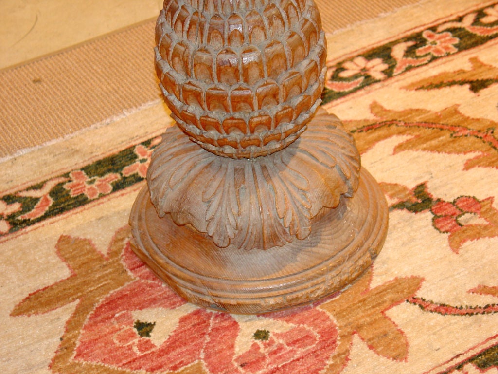 Carved Pineapple Side Table with Glass Top at 1stDibs