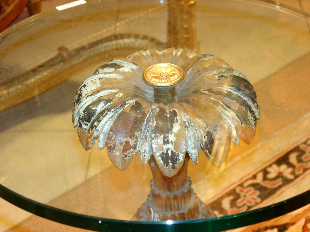 Carved Pineapple Side Table with Glass Top at 1stDibs