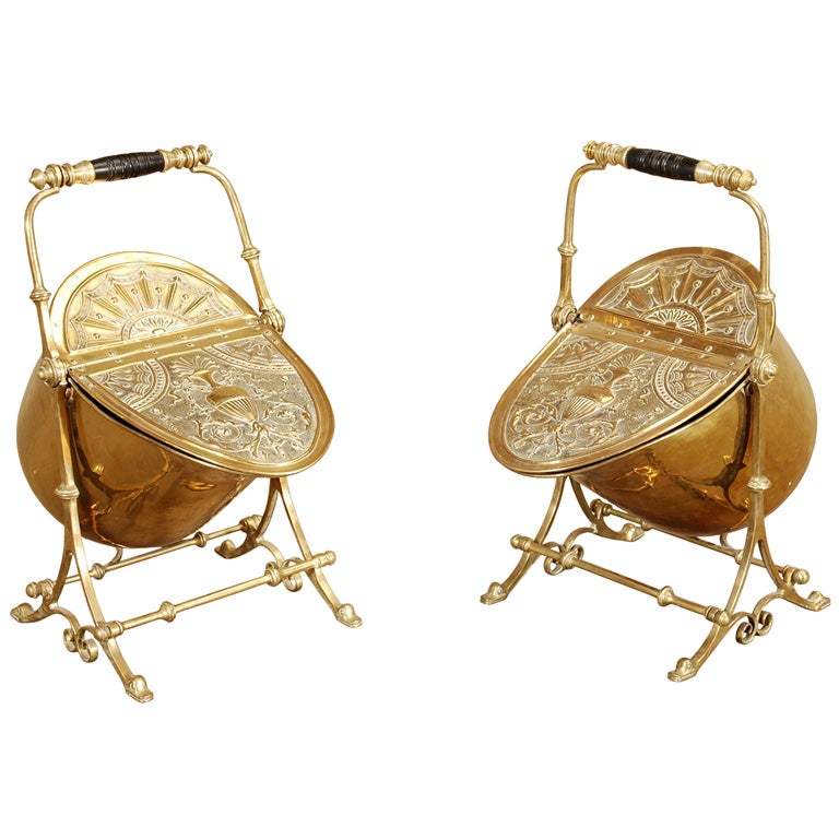 A Pair of Brass Coal Scuttles For Sale at 1stDibs