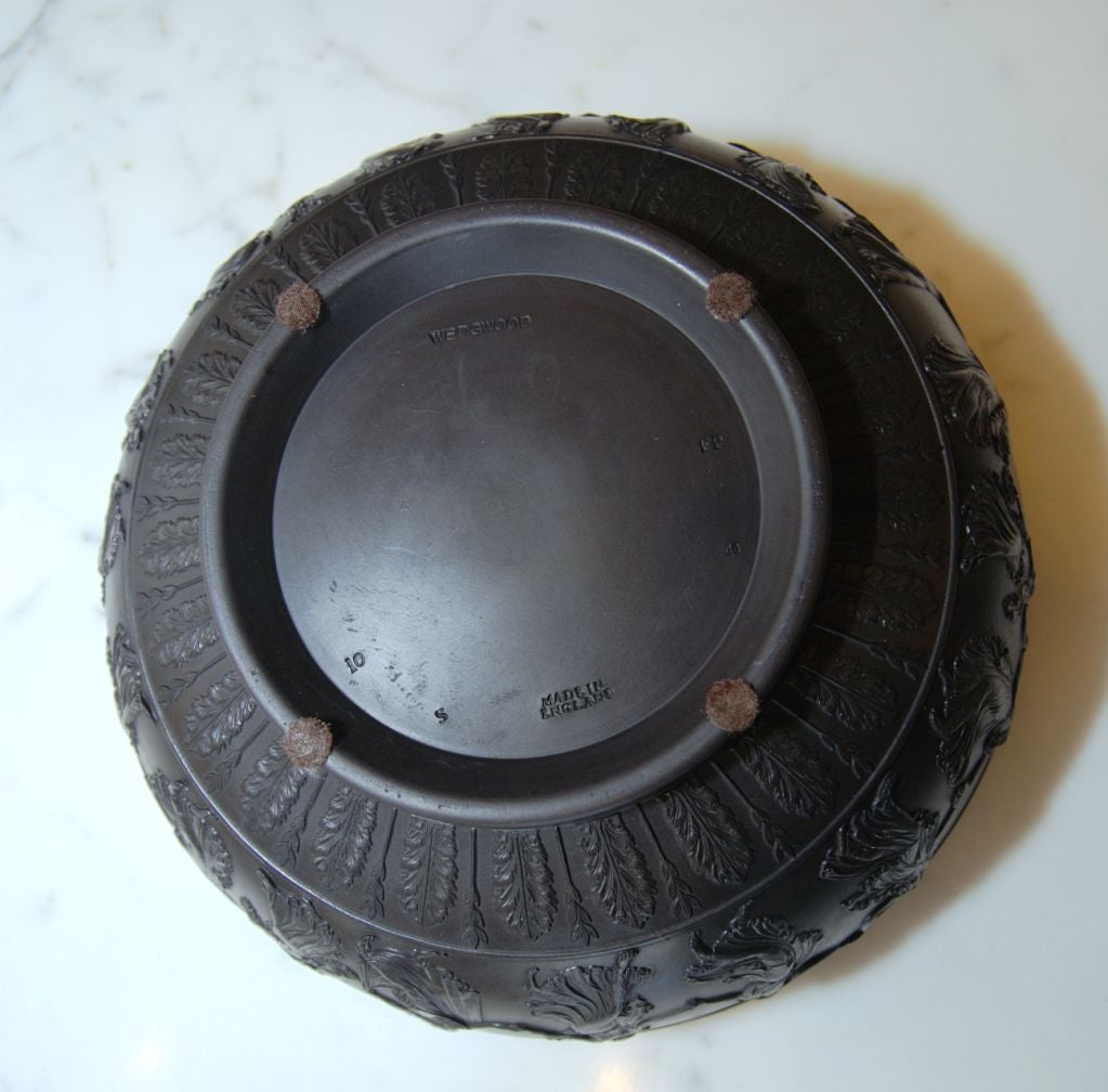 Pair of Vintage Wedgwood Black Basalt Jasperware Bowls For Sale at