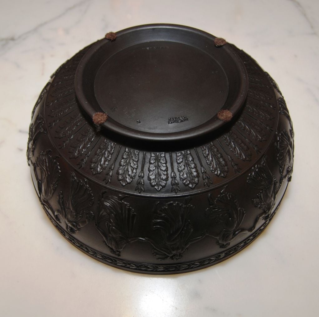 Pair of Vintage Wedgwood Black Basalt Jasperware Bowls For Sale at