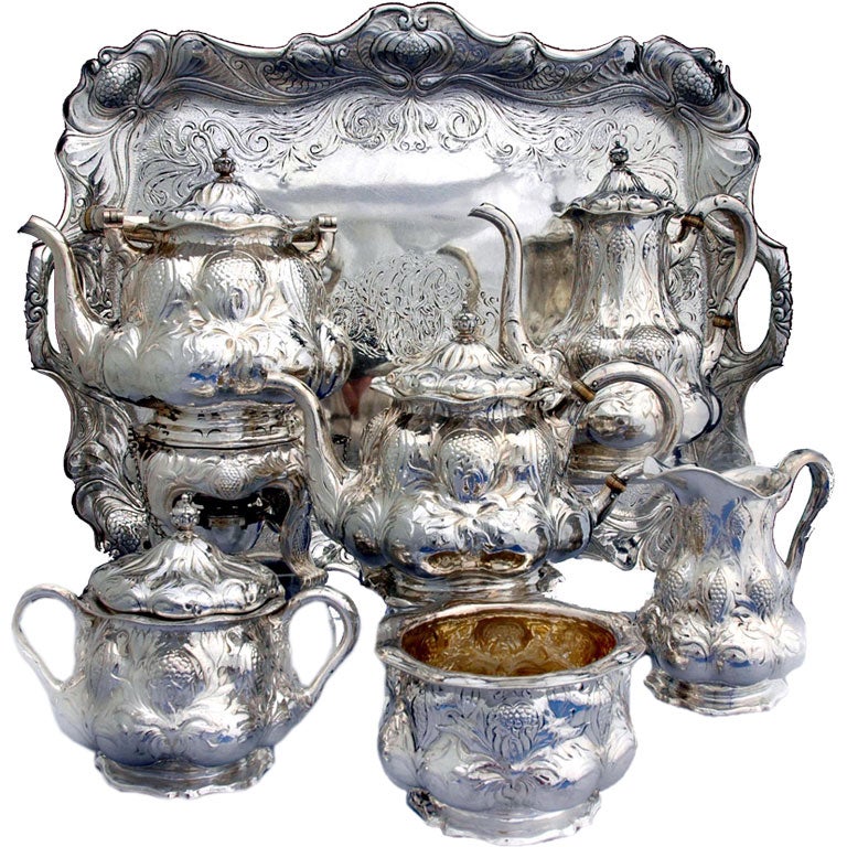 Gorham Martele Tea / Coffee Set Tray Sterling Silver 1898 at 1stDibs