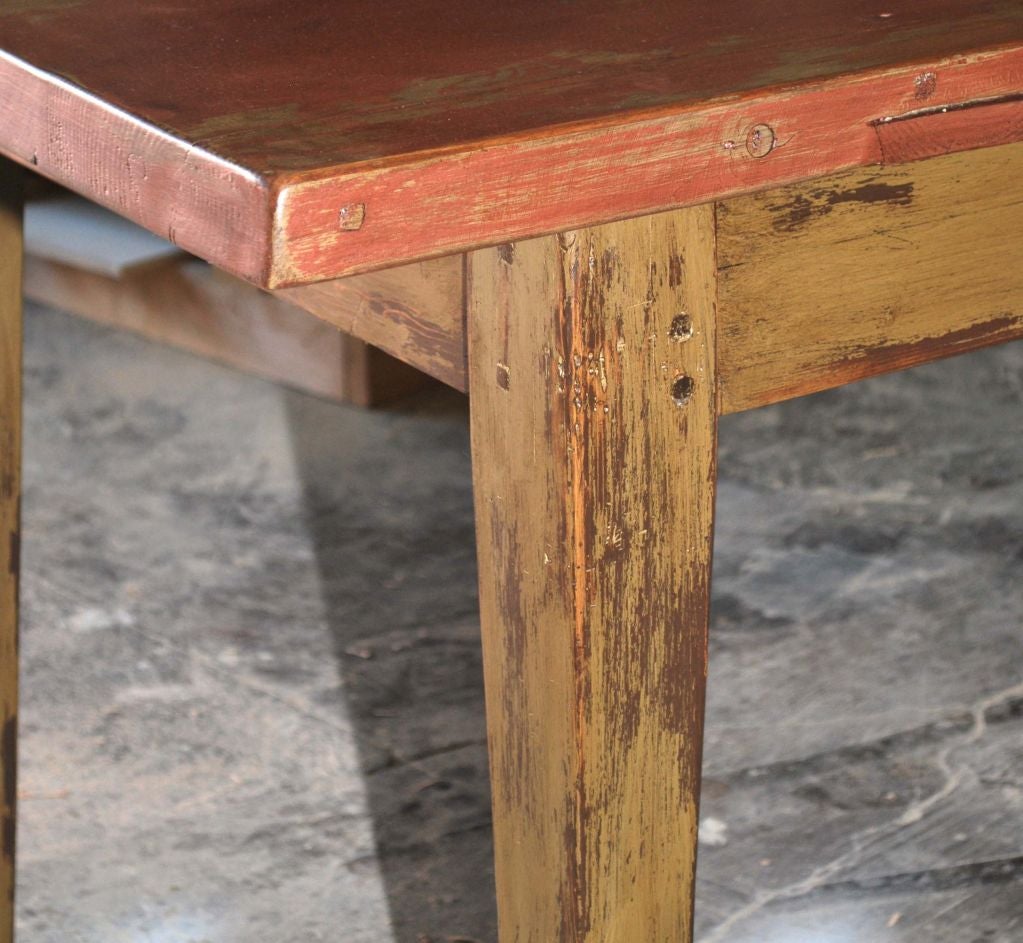 Painted Farm Table in Reclaimed Antique Wood, Custom Made by Petersen Antiques For Sale at 1stDibs