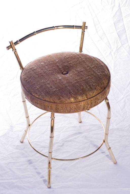 Hollywood Regency Brass Bamboo Vanity Chair at 1stDibs