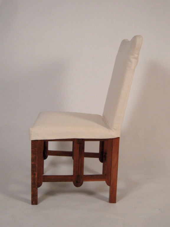 SET OF 4 CAMPAIGN STYLE FOLDING UPHOLSTERED DINING CHAIRS at 1stDibs