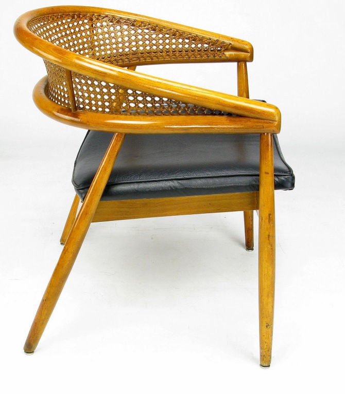 James Mont Style Bent Wood and Cane Arm Chairs at 1stDibs