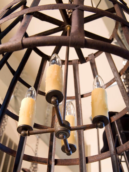 Vintage iron "basket" light at 1stdibs