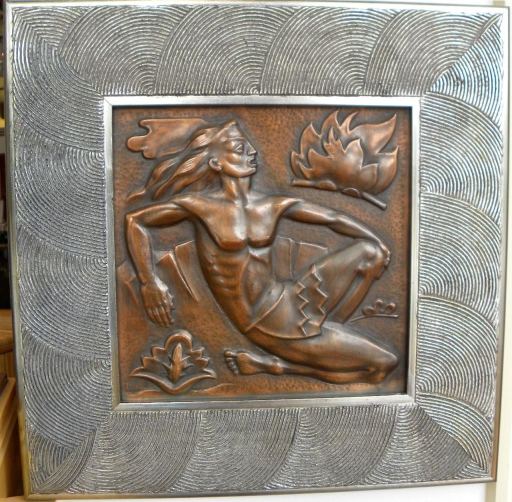 1930s Belgian Art Deco Copper Wall Plaque Quintet • Maredsous at 1stDibs